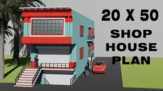 Basement Corner house with shop design 3D 20 by 50 makan ka design 20*50 shop plan