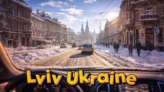❄️ Сонячний Львів серед зими з салону авто ❄️ Просто їдемо містом
