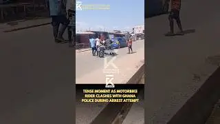 TENSE MOMENT AS MOTORBIKE RIDER CLASHES WITH GHANA POLICE DURING ARREST ATTEMPT#GhanaNews #shorts