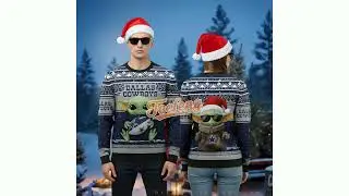Dallas Cowboys Star Wars Baby Yoda Ugliest Xmas Sweater Ever Blue