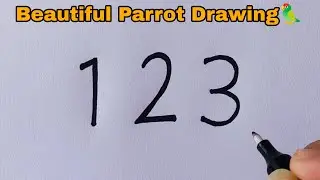 🦜 Easy Parrot Drawing from Number 123 | Step by Step for Beginners