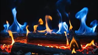 Warm Winter Fireplace 4K ❄️ Blue & Orange Flames As Ambient TV Background