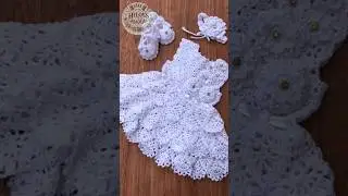 Vestido blanco de ni&ntilde;a a crochet #tejidosacrochet