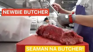 STRIP LOIN CLEANING AND CUTTING INTO BEAF STEAK! #BUTCHERSLIFE #cruiseship