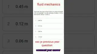 Fluid mechanics for ssc je 2022 civil engineering mechanical class #fluidmechanics head loss trick