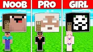 Minecraft Battle: NOOB vs PRO vs GIRL: HEAD HOUSE BUILD CHALLENGE / Animation