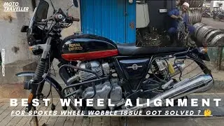 BEST WHEEL ALIGNMENT FOR SPOKE WHEELS WOBBLE ISSUE GOT SOLVED ?🤔 #motorcycle #repair #wheelalignment