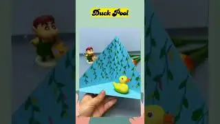 Make a cute duck pond out of colored paper #craft #duck