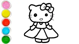 Cute Hello Kitty Drawing, Painting and Coloring For Kids and Toddlers_ Step by Step Drawing