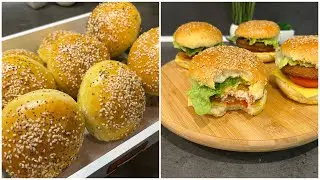 Pain Berger très moelleux facile et rapide خبز همبرغر