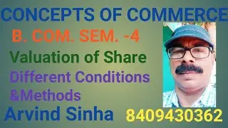 Concepts of Commerce B. COM. SEM. -4,Valuation of Shares, Arvind Sinha, 8409430362