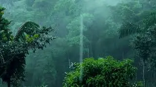 Tropical Rainforest Rain Sounds | Heavy Rain on Tree Canopy & Large Leaves for Sleeping (10 Hours)