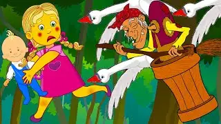 The Wicked Witch and Swan Geese. Fairy Tale / Cartoon in English / Bedtime Stories for Kids