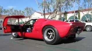 Red Superformance GT40 Start Up, Rev & Drive Off