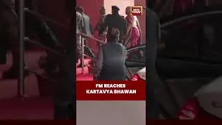 Indian Finance Budget 2026: Union Finance Minister Nirmala Sitharaman Arrives at Kartavya Bhawan