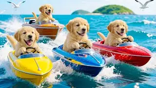 Mama Cat & Kitten and Puppy Dog RESCUE Animal&ndash; Puppy Ben Drives a Police Car | Funny Cat AI Story