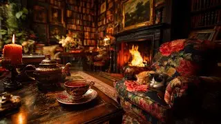 A Victorian Reader's Cozy Morning | Country House Library Ambience for Relaxation and Deep Sleep