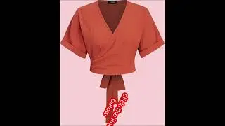 CIDER Miami Sunset Vacation V-Neck Wrap Knotted Crop Short Sleeve Top