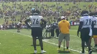 Steelers Sights and Sounds: Offensive Lineman Work On the Two-Man Sled | SN