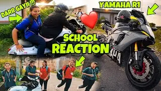 Taking My Yamaha R1 To School🥵 crazy public Reactions 🔥 loudest exhaust  Motovlog