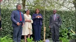 Sarah Robertson speaking  at the tree planting ceremony