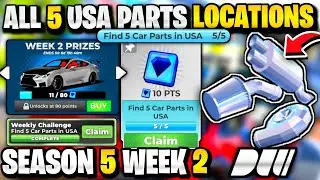 [S5 W2] ALL 5 USA PARTS LOCATIONS IN DRIVE WORLD FOR SEASON 5 WEEK 2 QUEST! ROBLOX DRIVE WORLD PARTS