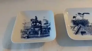 3 ROYAL COPENHAGEN Porcelain TRINKET Dishes Number 985 Figurine. 8cm. Three Blue Waves Hallmark.
