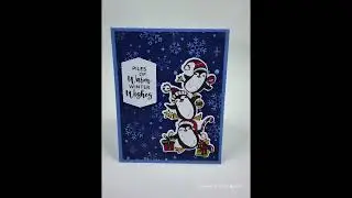30 Days 'til Christmas- Card #19  Spellbinders Festive Penguins Oct 2023 Stamp and Die Club