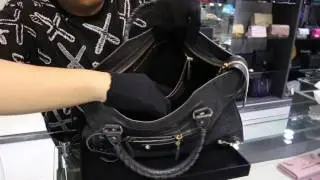 BALENCIAGA 深灰金釦 CITY 機車包