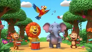 Lion&rsquo;s Jungle Drum Beat Song for Kids | Animal Song, Nursery Rhymes & Baby Music 🦁🥁🎶