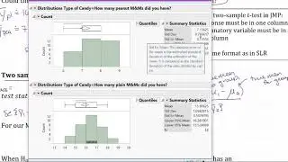 Two sample t test in JMP