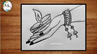 How to Draw Diya On Hand Step By Step/Pencil Drawing/Easy/Diwali Drawing, how to draw diya