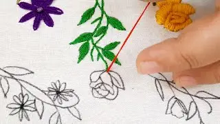 hand embroidery rose flower design with button hole stitch