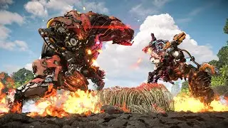 Fireclaw vs Scorcher (and Glinthawks) - Horizon Forbidden West Burning Shores
