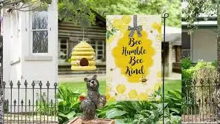 Summer bee garden flag,  well-made and unique design. It adds charm to my front yard flower bed.