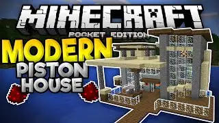 MODERN PISTON HOUSE in MCPE!!! - 15+ Epic Redstone Creations Inside! - Minecraft PE (Pocket Edition)