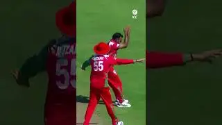 Great delivery, even better celebration from Oman spinner Shakeel Ahmed 💥 #cricket #cricketlover #cw