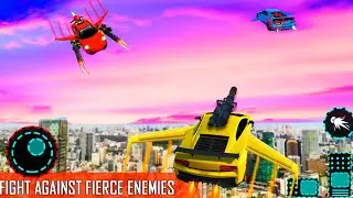 Flying Car Simulator 2 || Flying Car Games 2020- Drive Robot Car Shooting Android Gameplay