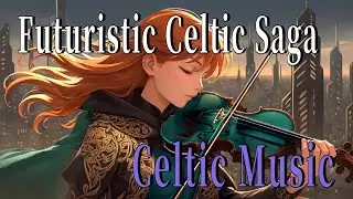 Futuristic Celtic Saga: Upbeat Fiddle & Bouzouki Cityscape