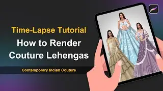 Quick Procreate Tutorial | x3 Indian Couture Lehengas | Digital Fashion Illustration Time-Lapse