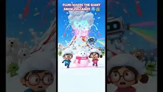 OMG!! FLURI WAKES THE GIANT SNOW VOLCANO!! 🌋❄️😱#short #3danimation
