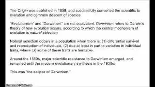History of biology: the objections to Darwinism 1