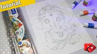 Little Ganesha Drawing, Ganesha ji drawing, Outline tutorial video #ganesh #drawing #viral #art 