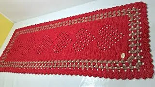 PASSADEIRA RETANGULAR CORAÇÃO por @Ateliê Michelle Matos #passadeira #crochet