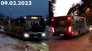 【Умео】Новый сочленённый автобус на первом рейсе челнока Citybus