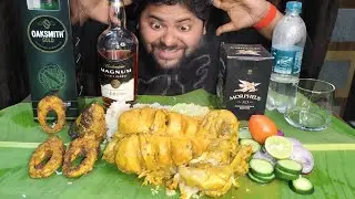 🤯Brandy🍾 & Whiskey🥃 Mix Neat Drink🥵 & Eating Whole Chicken Curry🐓🍗 & Fish Fry🐠 ll Must Watch👆😵‍💫🤤 ll
