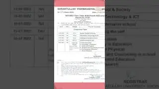 B.ED New date time table 4th semester BU bhopal