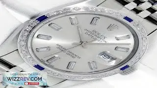 MENS ROLEX DATEJUST SILVER DIAMOND DIAL STEEL & 18K GOLD DIAMOND SAPPHIRE