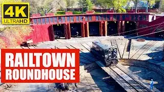 Railtown 1897 State Historic Park Roundhouse Departure Jamestown California Tuolumne County 4K DRONE