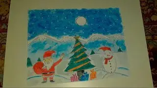 How to draw scenery Santa Christmas Drawing🎅 || Merry Christmas 🎅🎄#christmasvillage #trending🎅